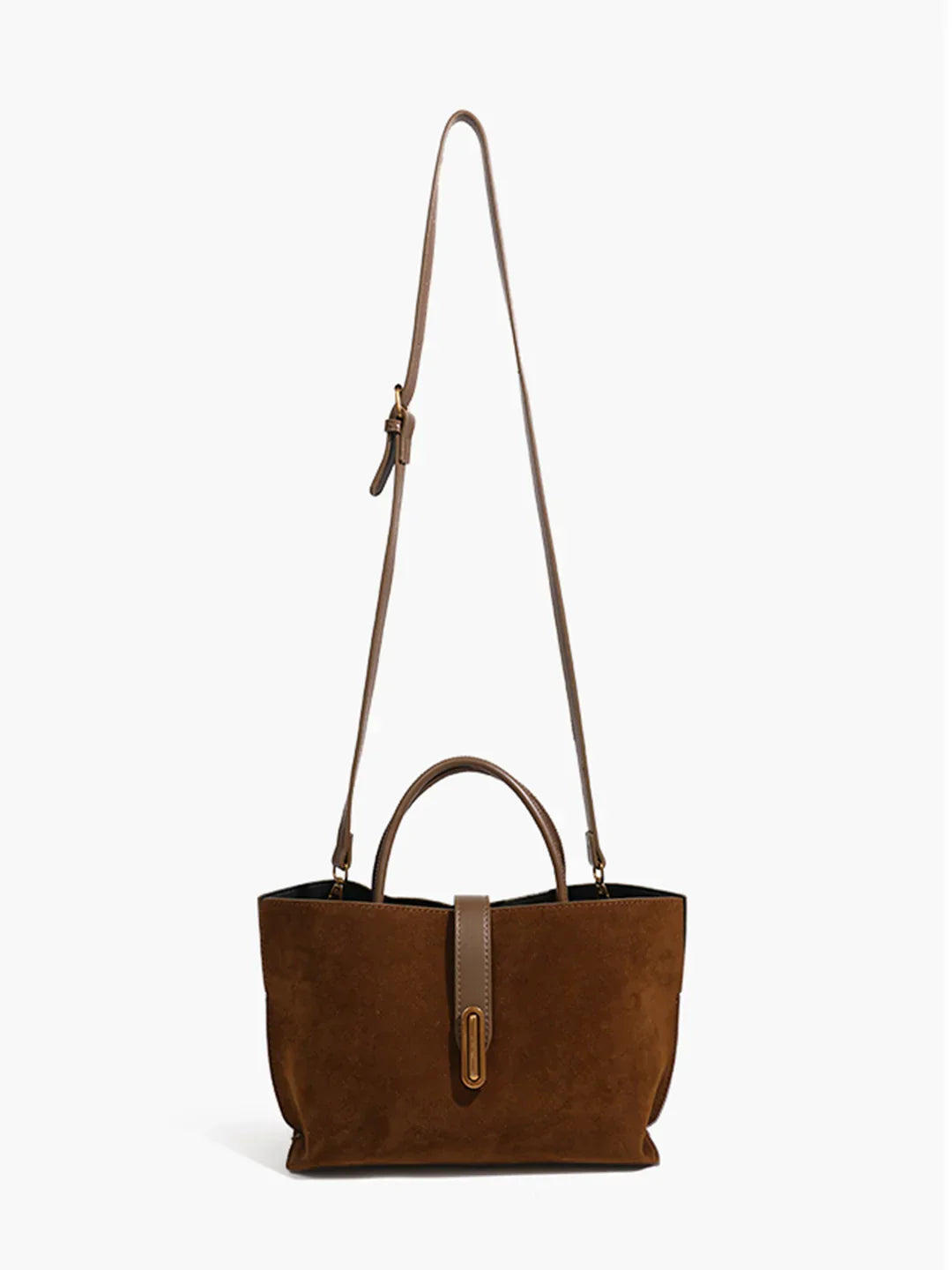 Top Handle Suede Compartment Bag - LA FEMME WANDERER