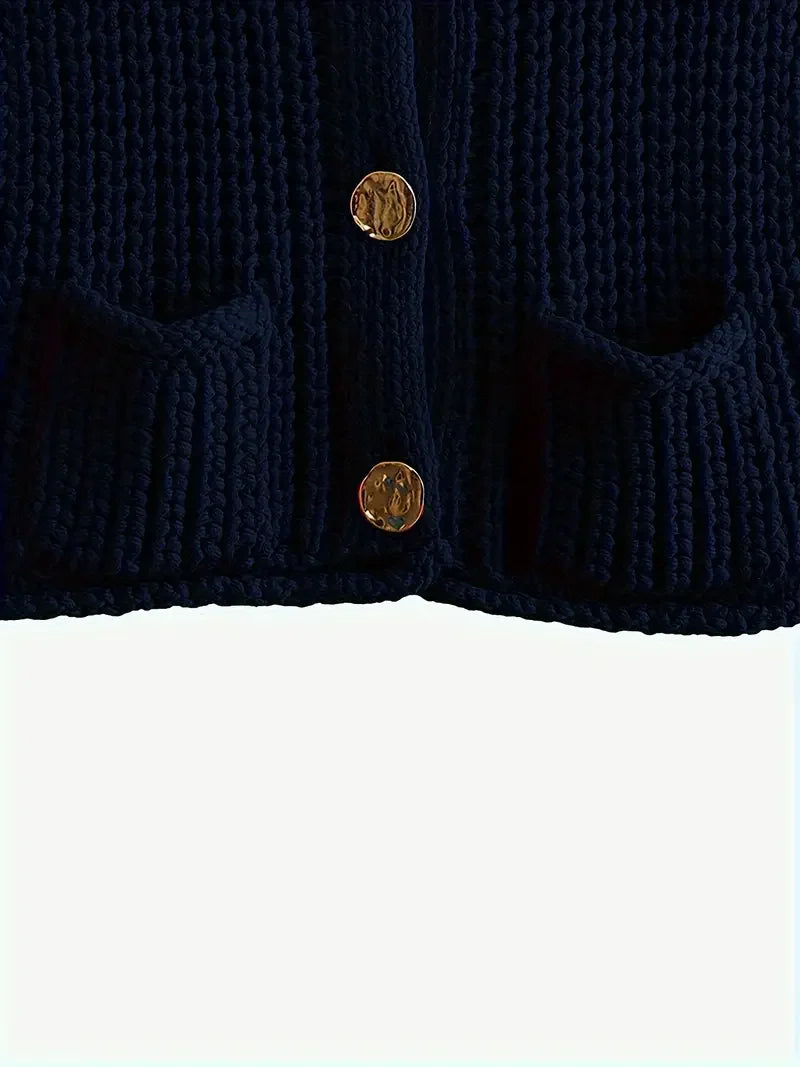 Pocket Sleeveless Short Knitted Cardigan Vest - LA FEMME WANDERER