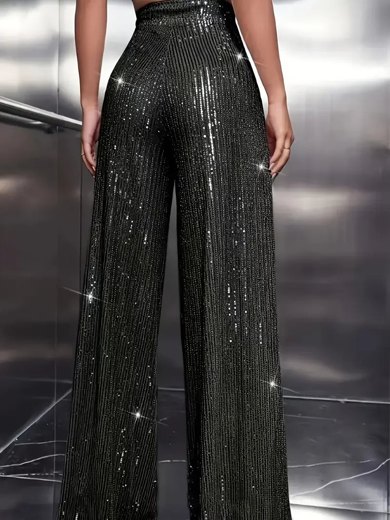 Always Chic Sequined Elegant Trousers - LA FEMME WANDERER