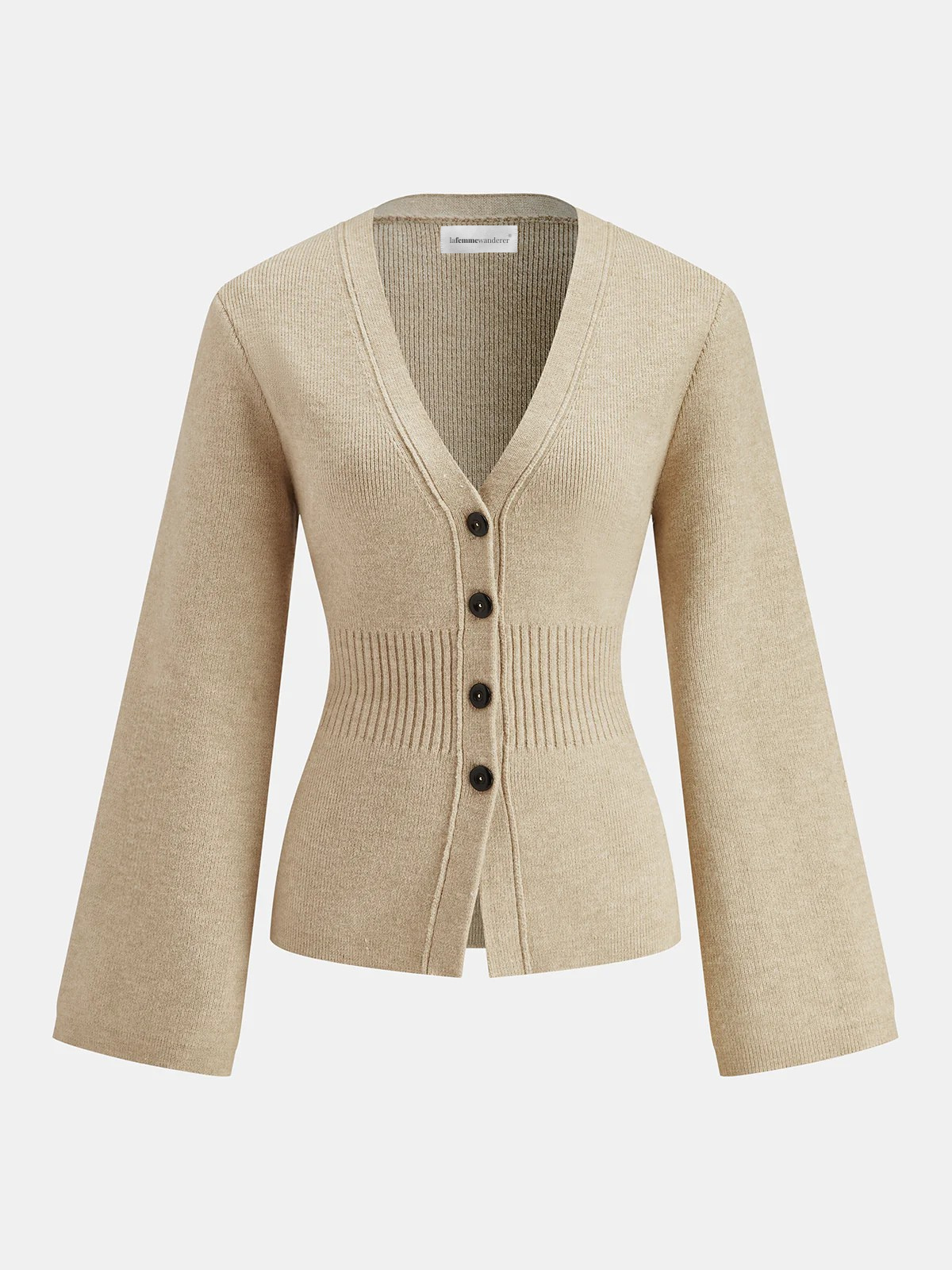 Cardigan lavorato a maglia con scollo a V, vita stretta, abbottonato, aderente, elegante, casual, a maniche lunghe