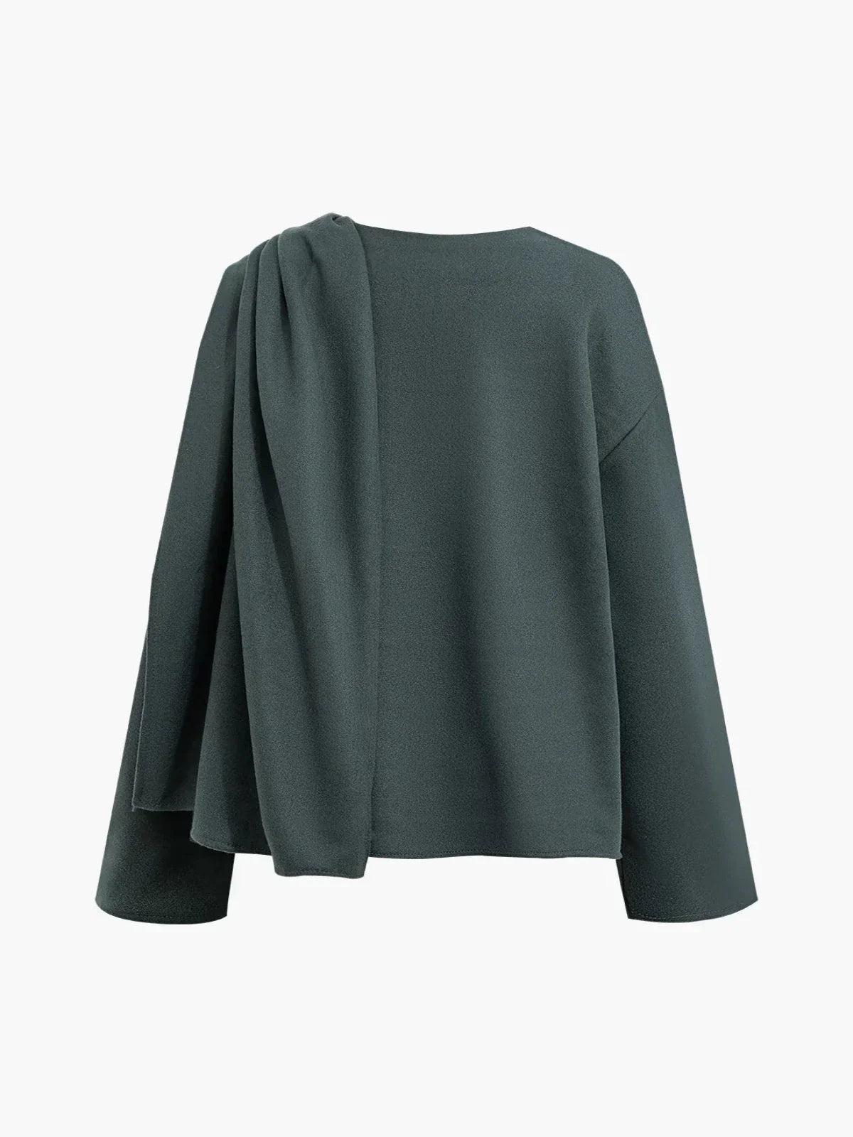 Asymmetrical Round Neck Knit Coat With Scarf - LA FEMME WANDERER