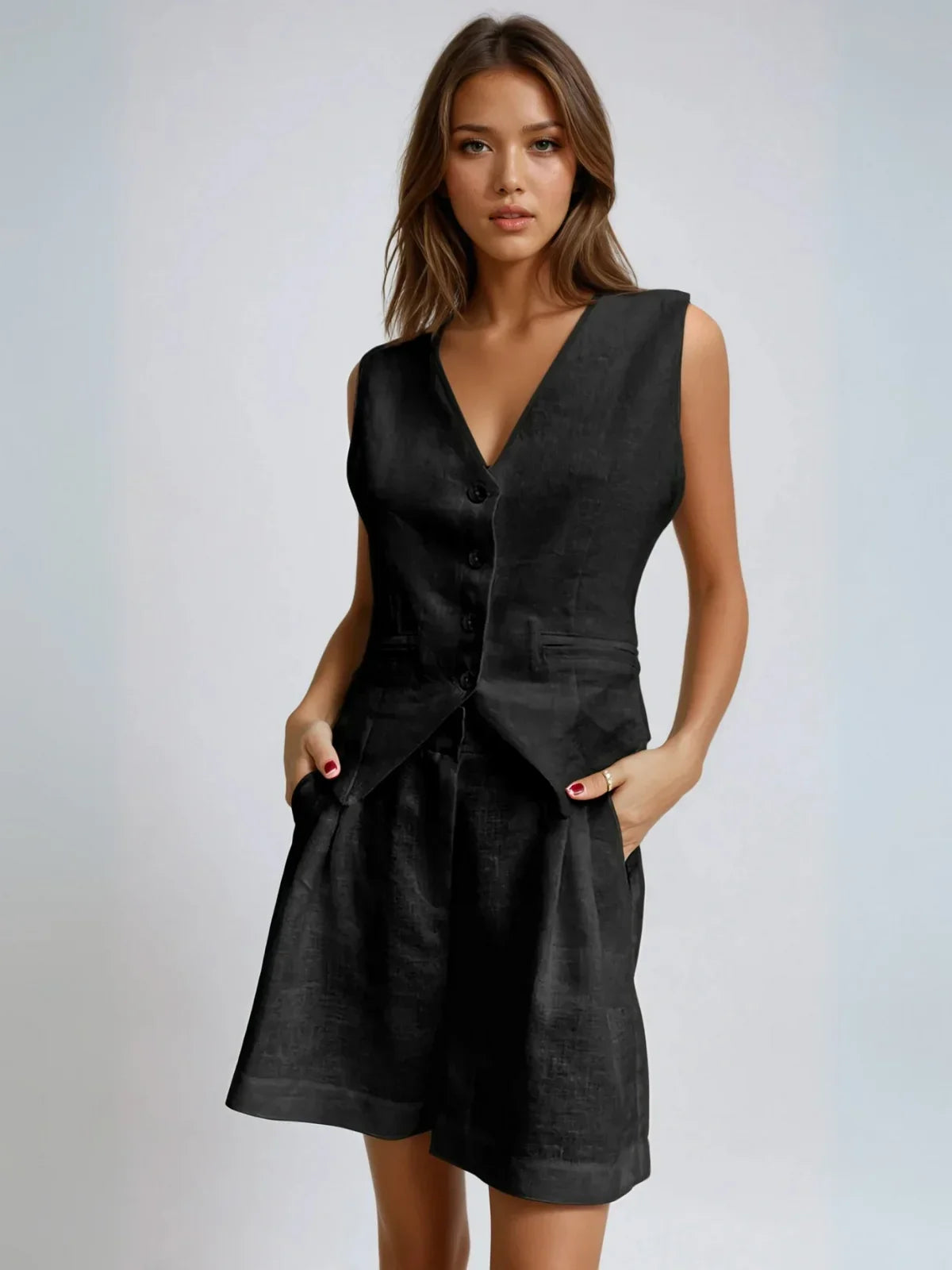 Always Casual Vest & Shorts Matching Suit - LA FEMME WANDERER