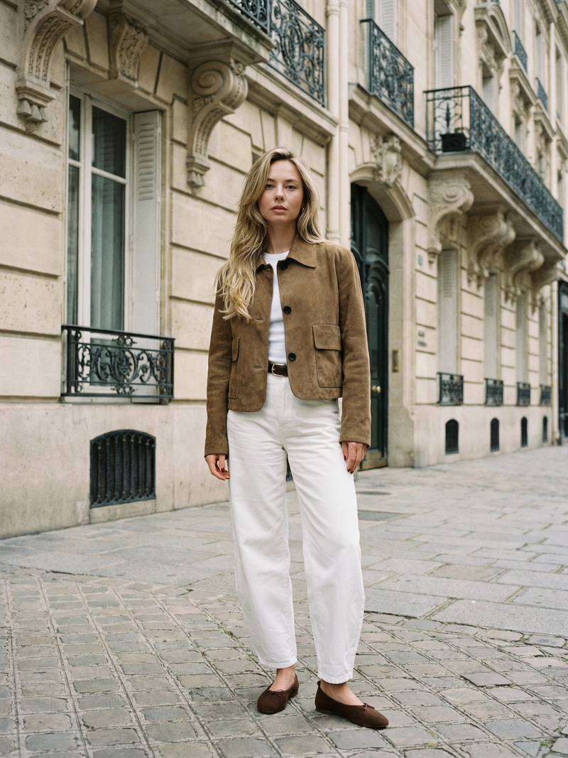 Giacca corta in pelle scamosciata Shacket Streetwear