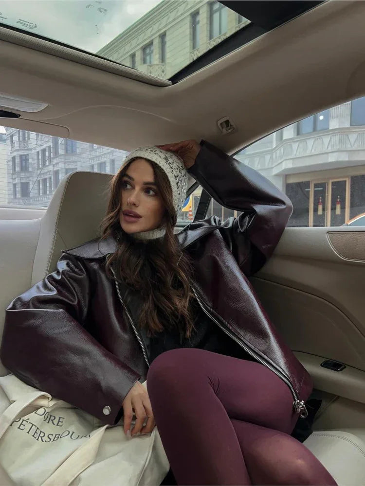 Long Sleeve Burgundy Jacket - LA FEMME WANDERER