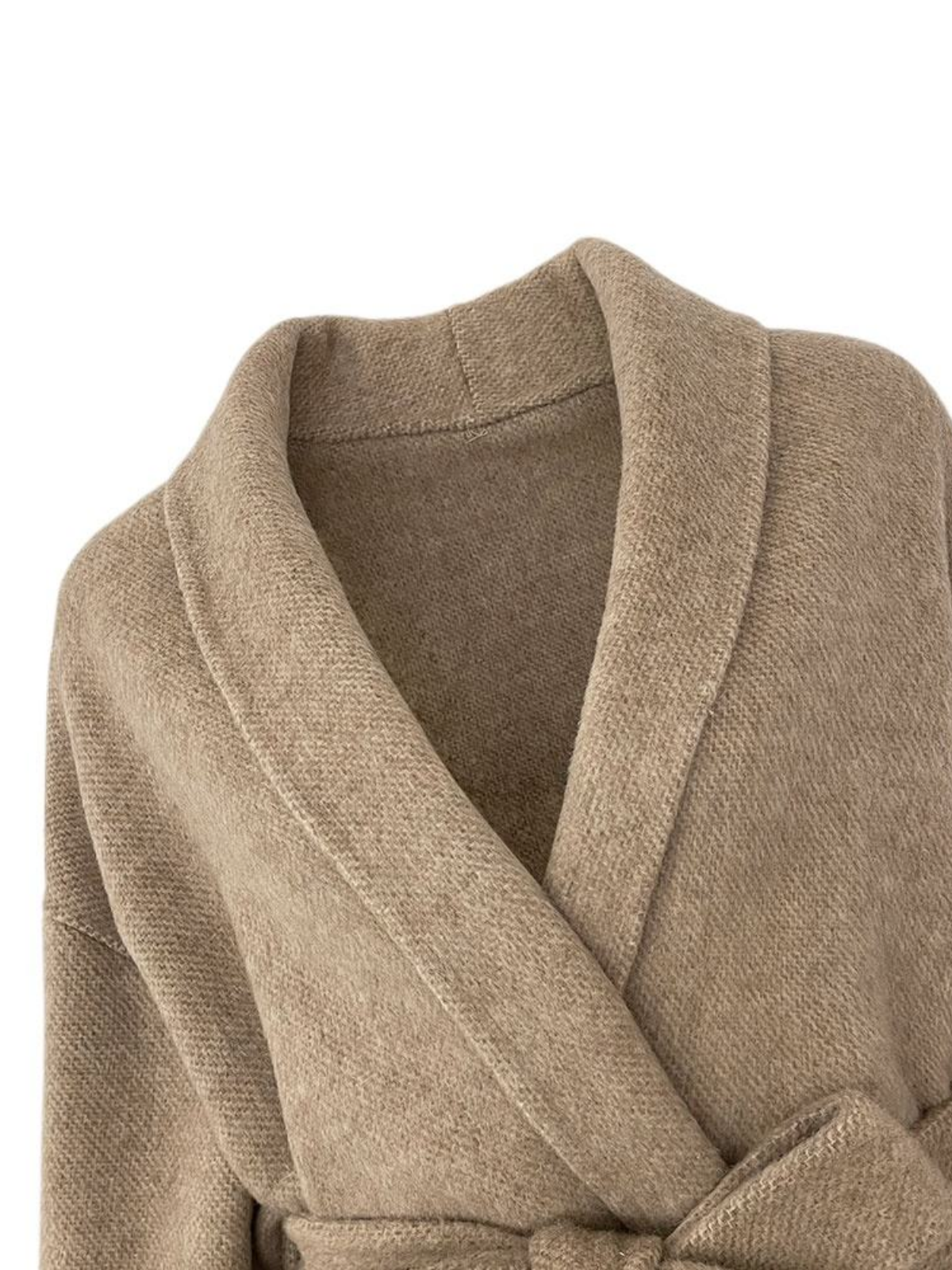 Belted Wool Blend Coat with Fur-Trim Cuffs