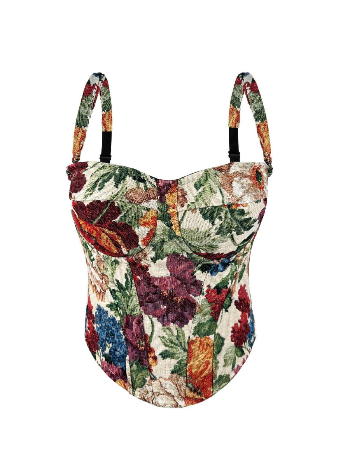 Retro Floral Printed Corset