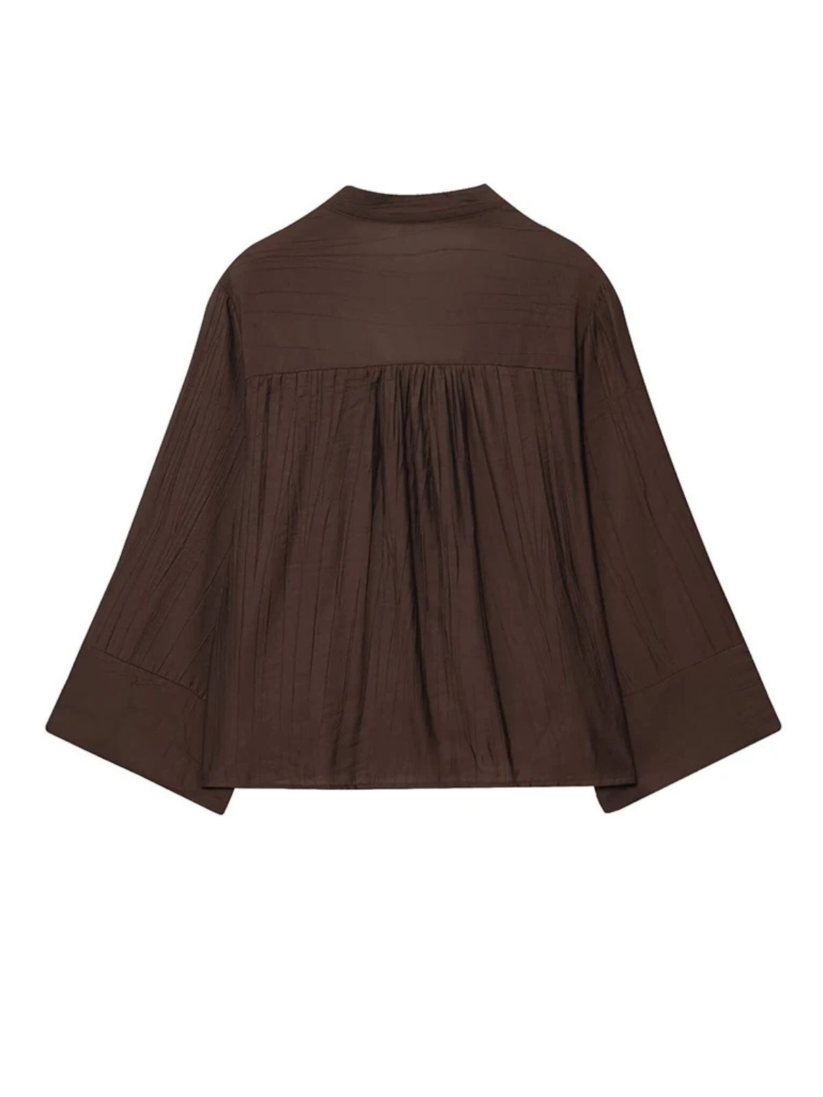 V Neck Buttoned Wide Sleeve Blouse