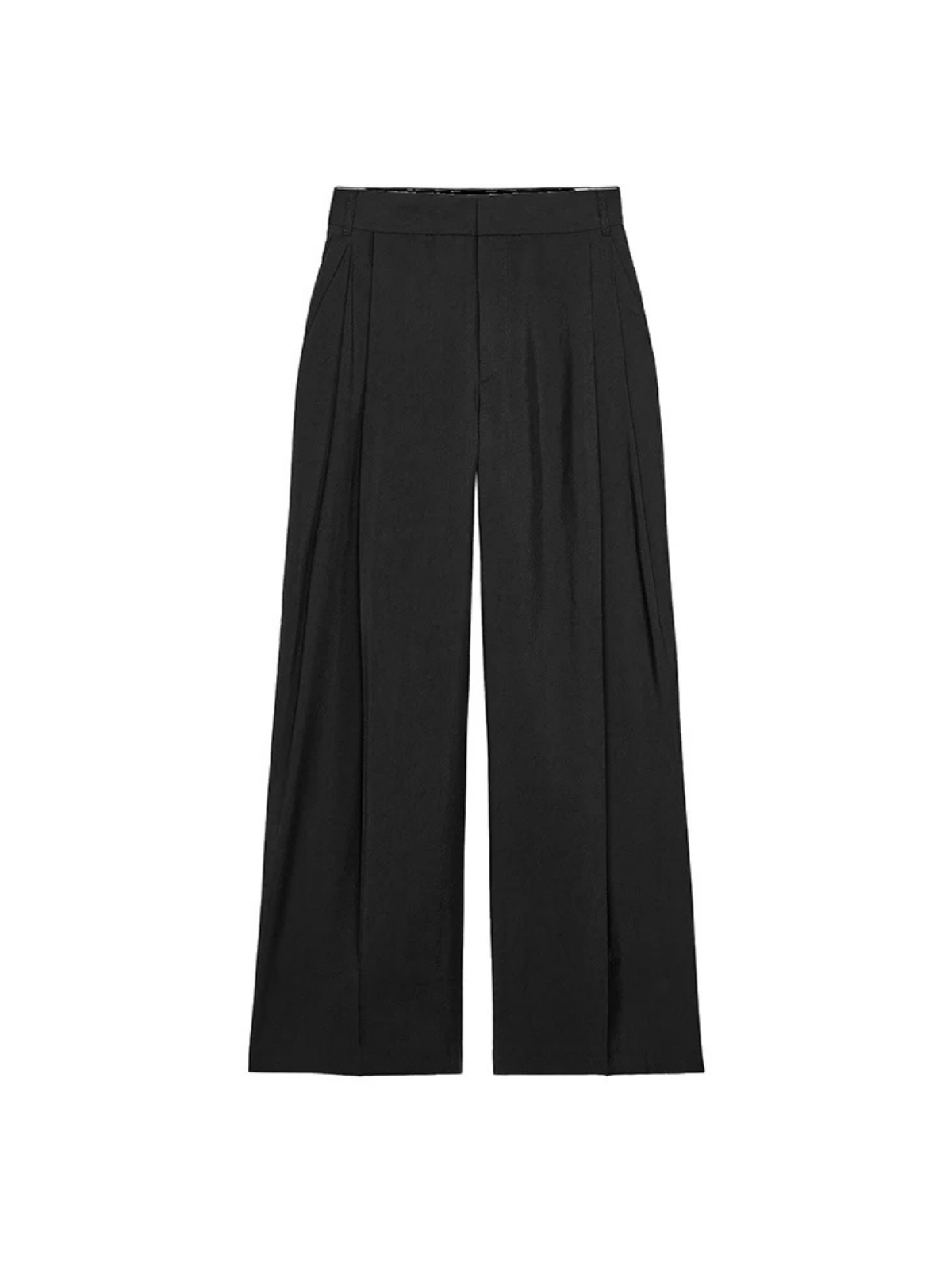 Double Pleat High Waist Wide Leg Trousers