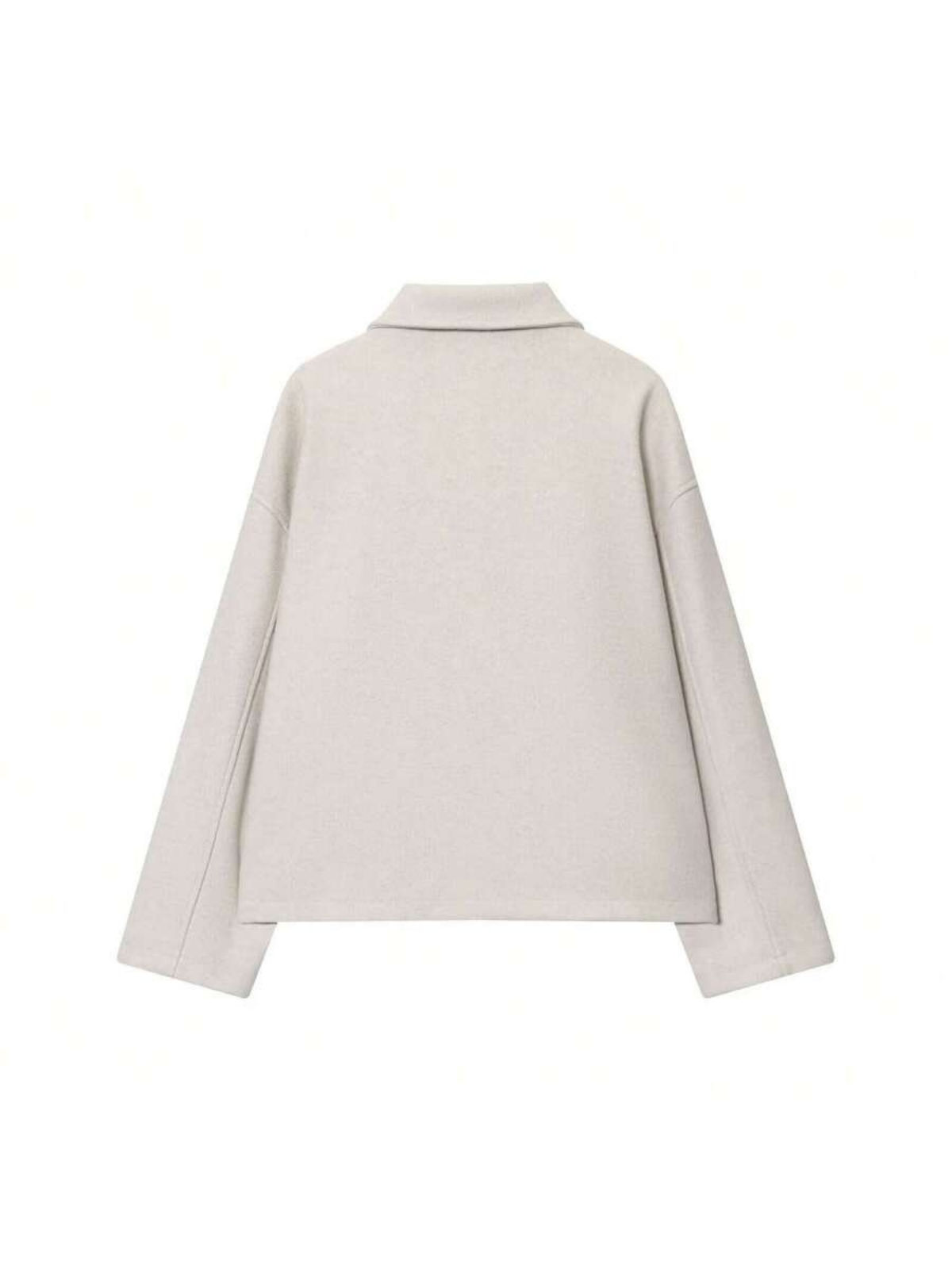 Giacca minimalista autunnale in misto lana con revers e cerniera