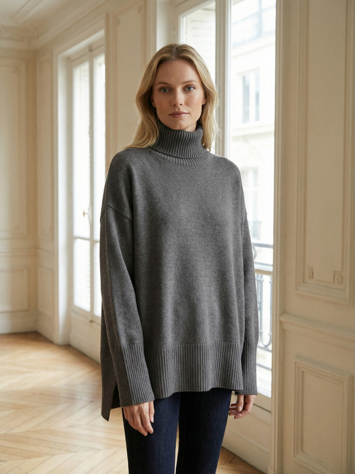 Maglione dolcevita invernale in maglia