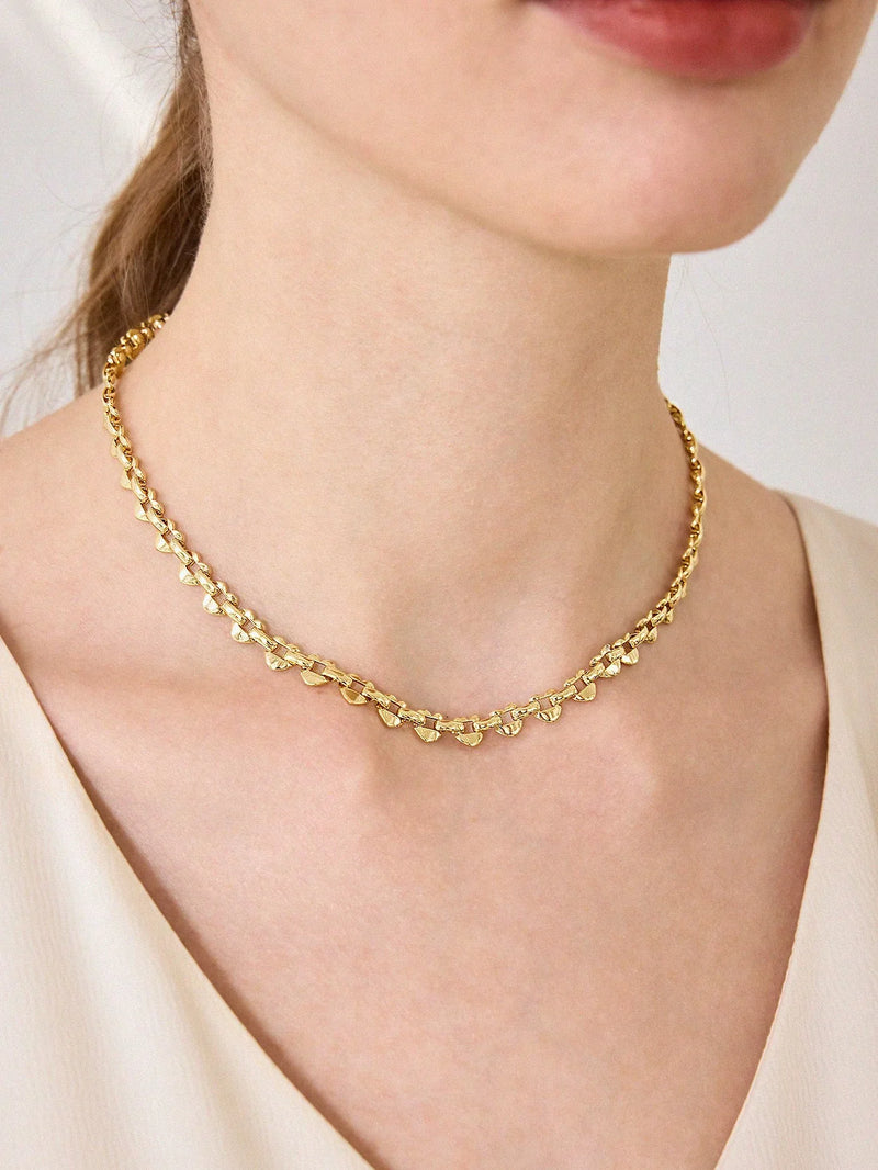 Collana a cuore minimalista placcata oro 18 carati, senza tempo, per tutti i giorni