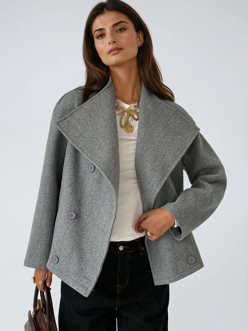 Chic Double Breasted Overcoat With Pockets Autumn Winter