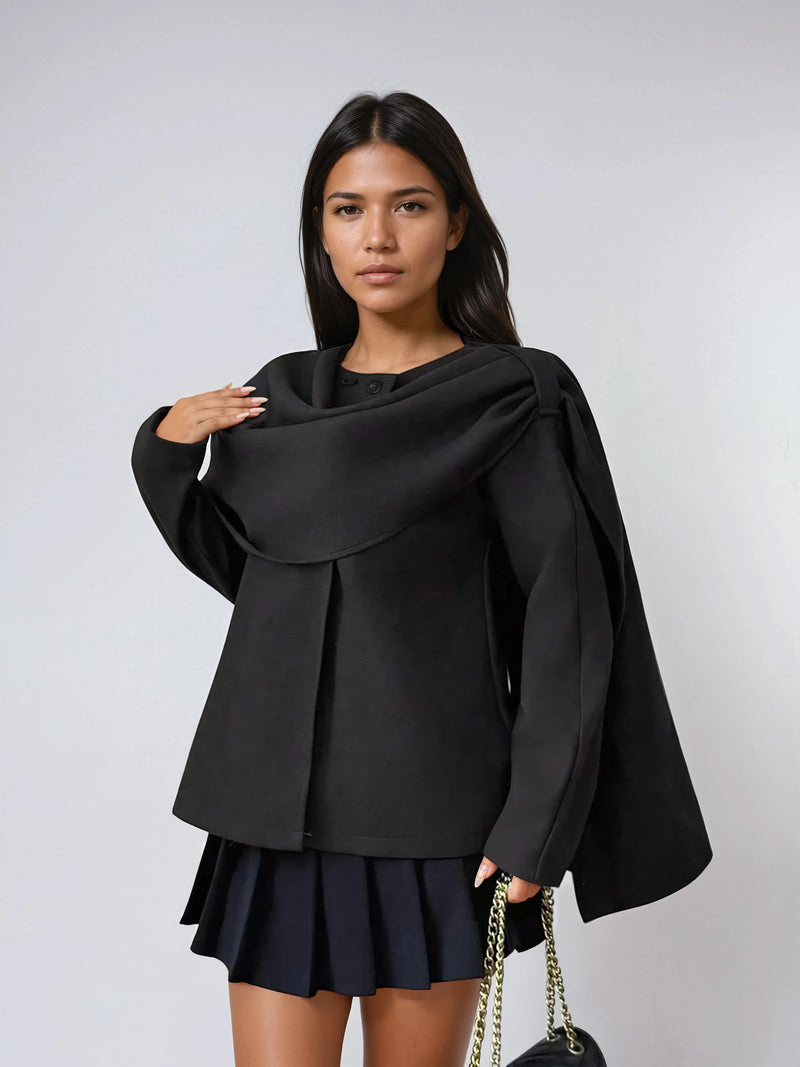 Giacca vintage nera con collo a scialle