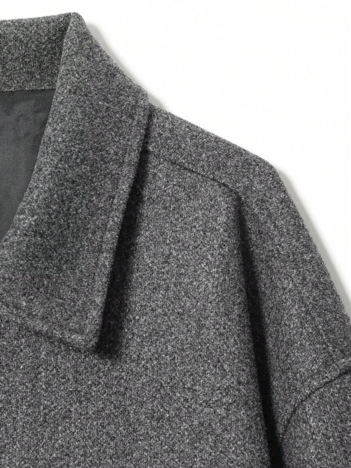 Giacca minimalista autunnale in misto lana con revers e cerniera