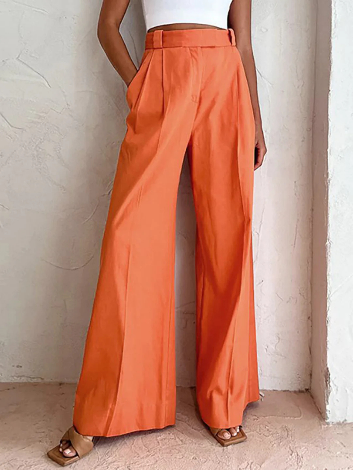 Vitamin-C Casual High Waist Wide Leg Pants - LA FEMME WANDERER