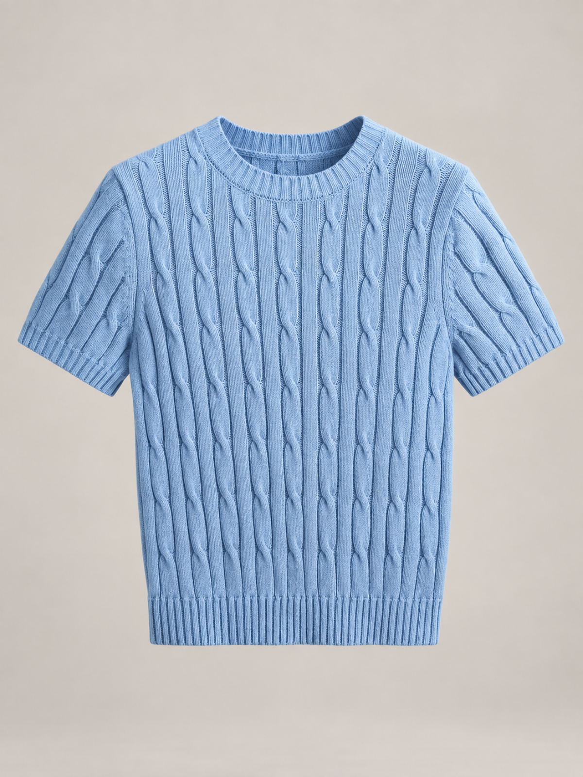 Women’s Cable Knit Short Sleeve Crew Neck Top