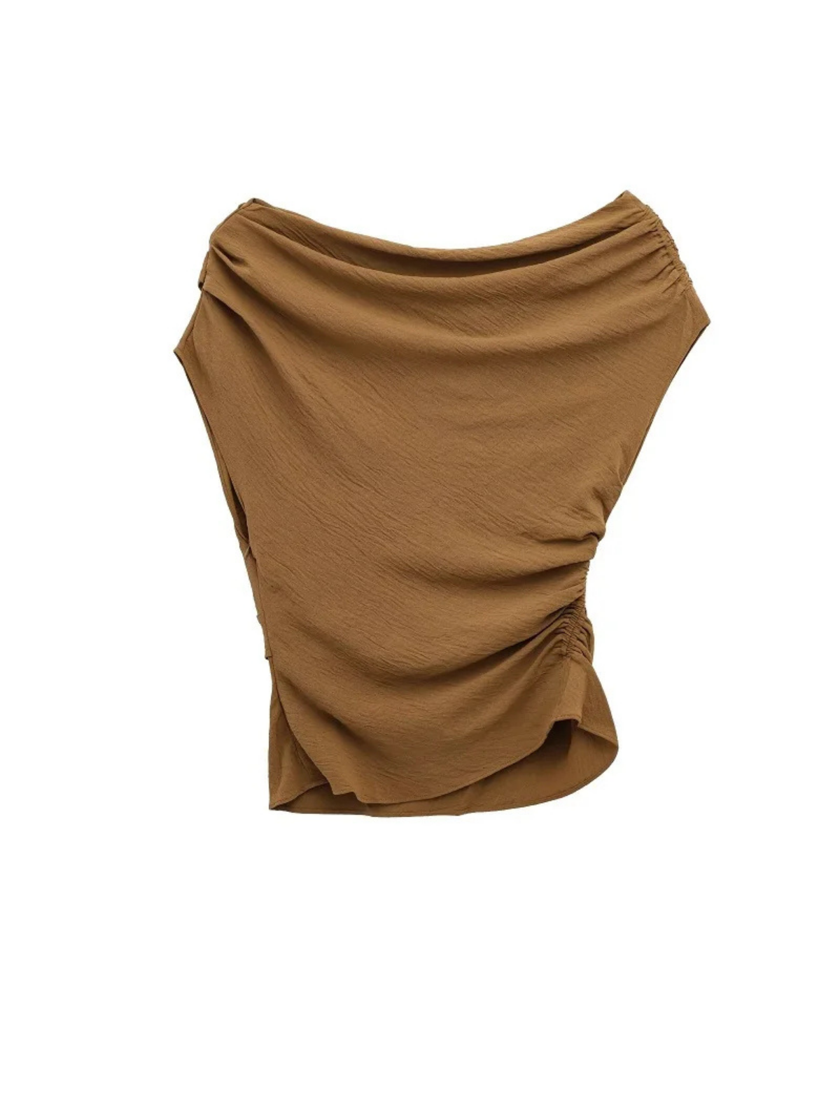 Ruched Crop Top Women Asymmetric Tank Off Shoulder Summer Beach Camisole Top Lightweight Wear