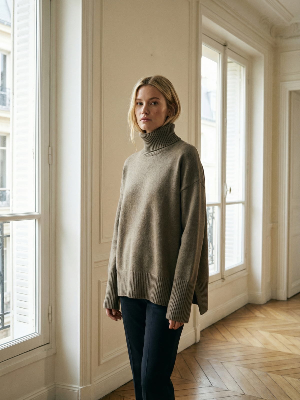 Maglione dolcevita invernale in maglia