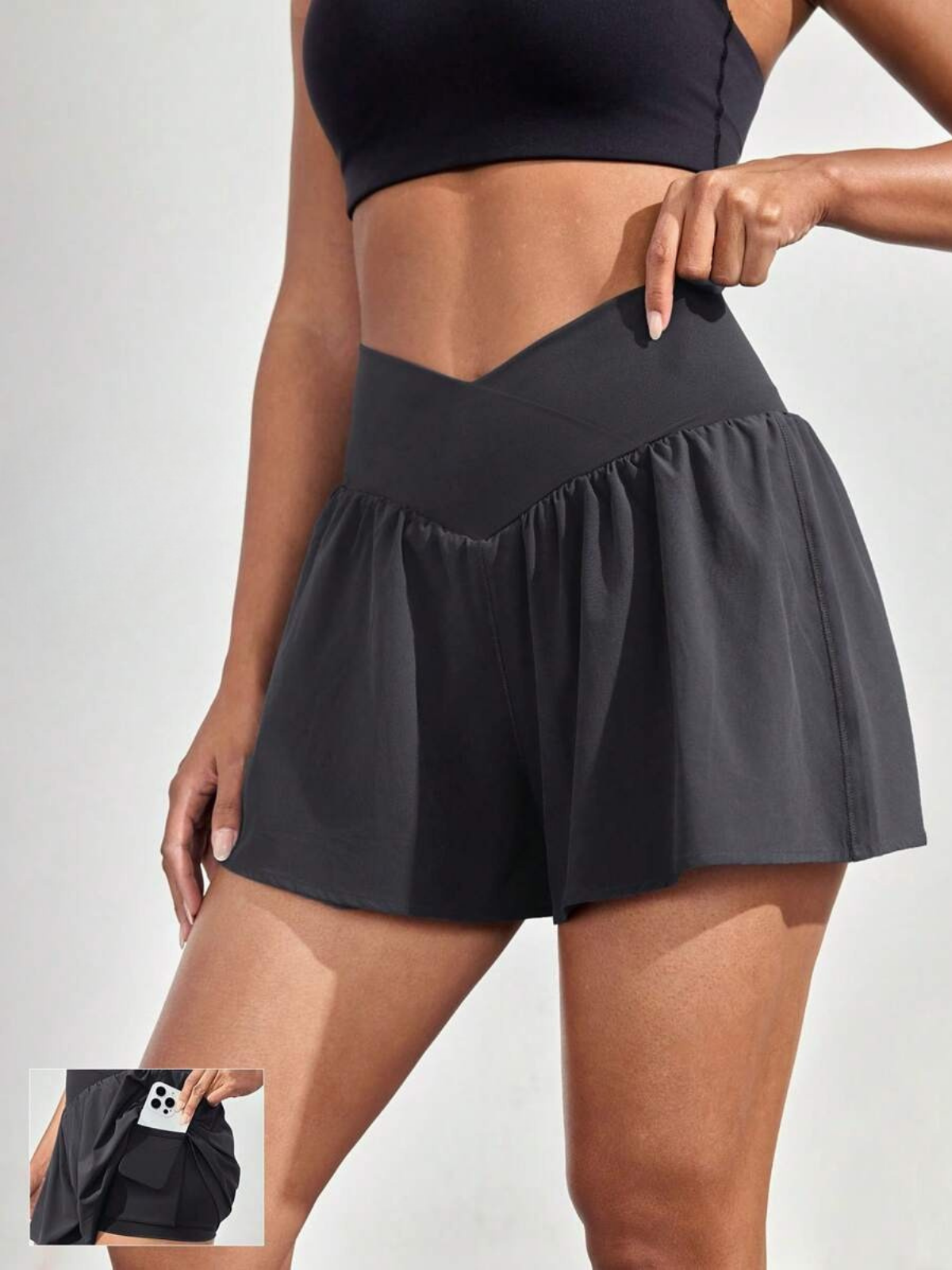 Pantaloncini da corsa antisudore con tasche a vita media e asciugatura rapida