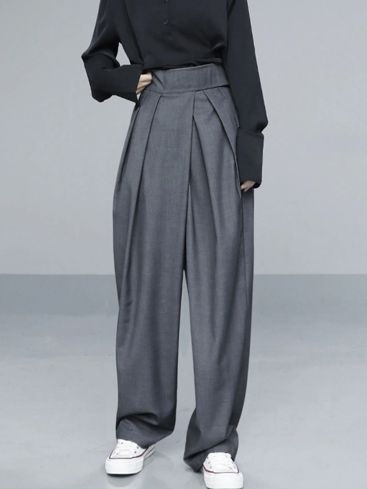 Hook-and-Loop Fastener Wide Leg Velcro Pants - LA FEMME WANDERER