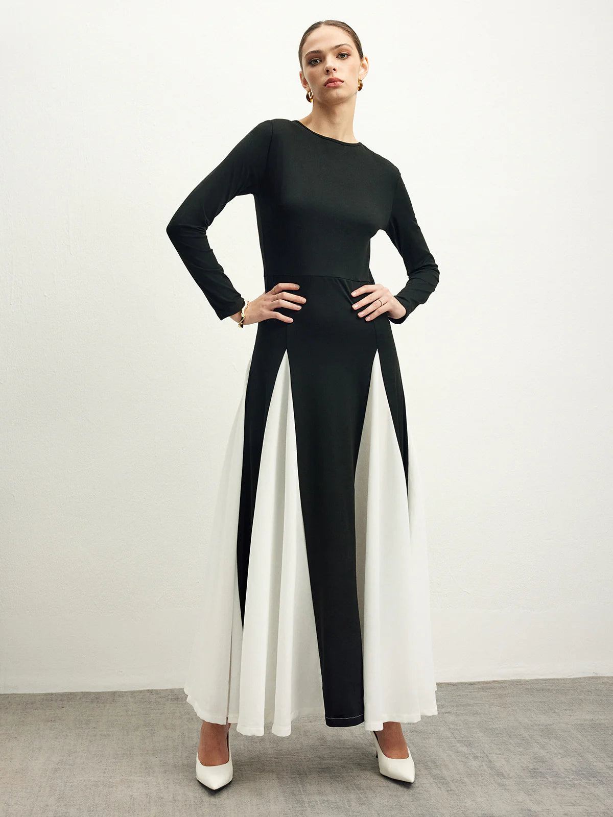 Color Block Chiffon Flowy Dress - LA FEMME WANDERER