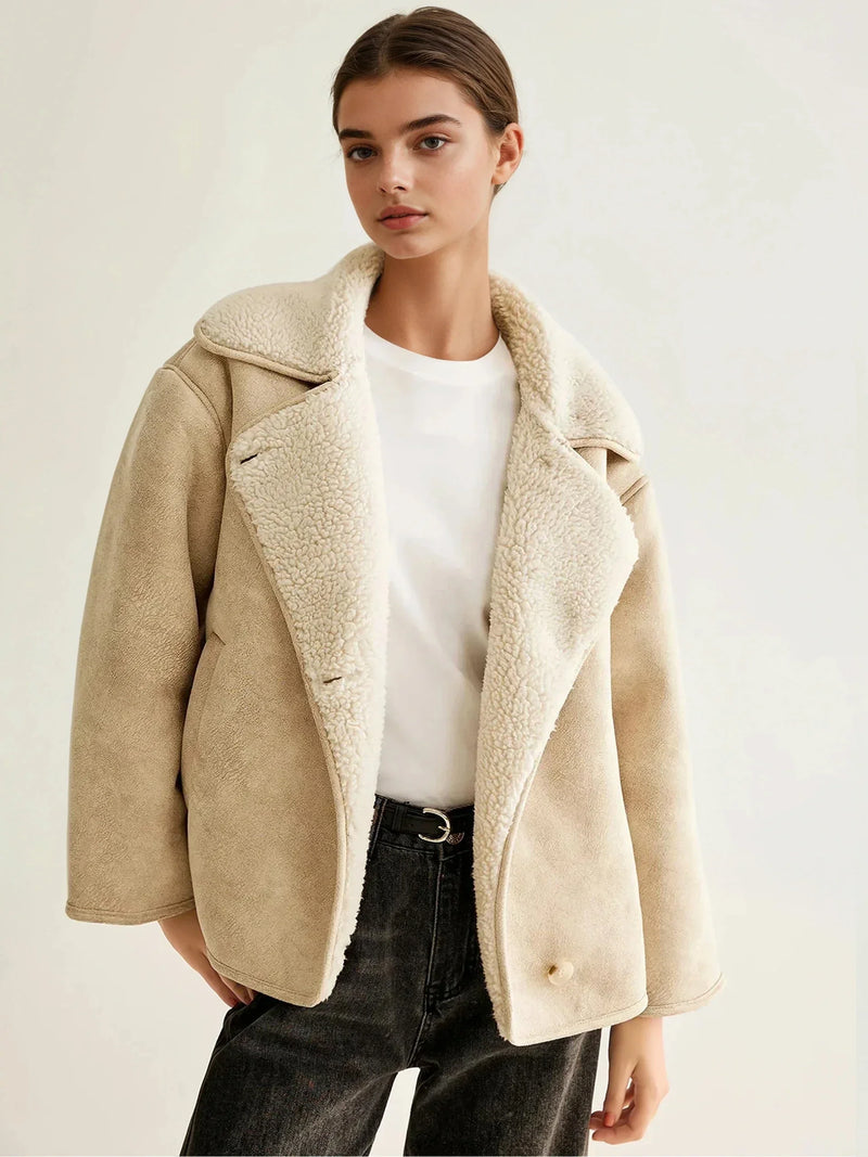 Giacca in pile con bottoni in misto cashmere