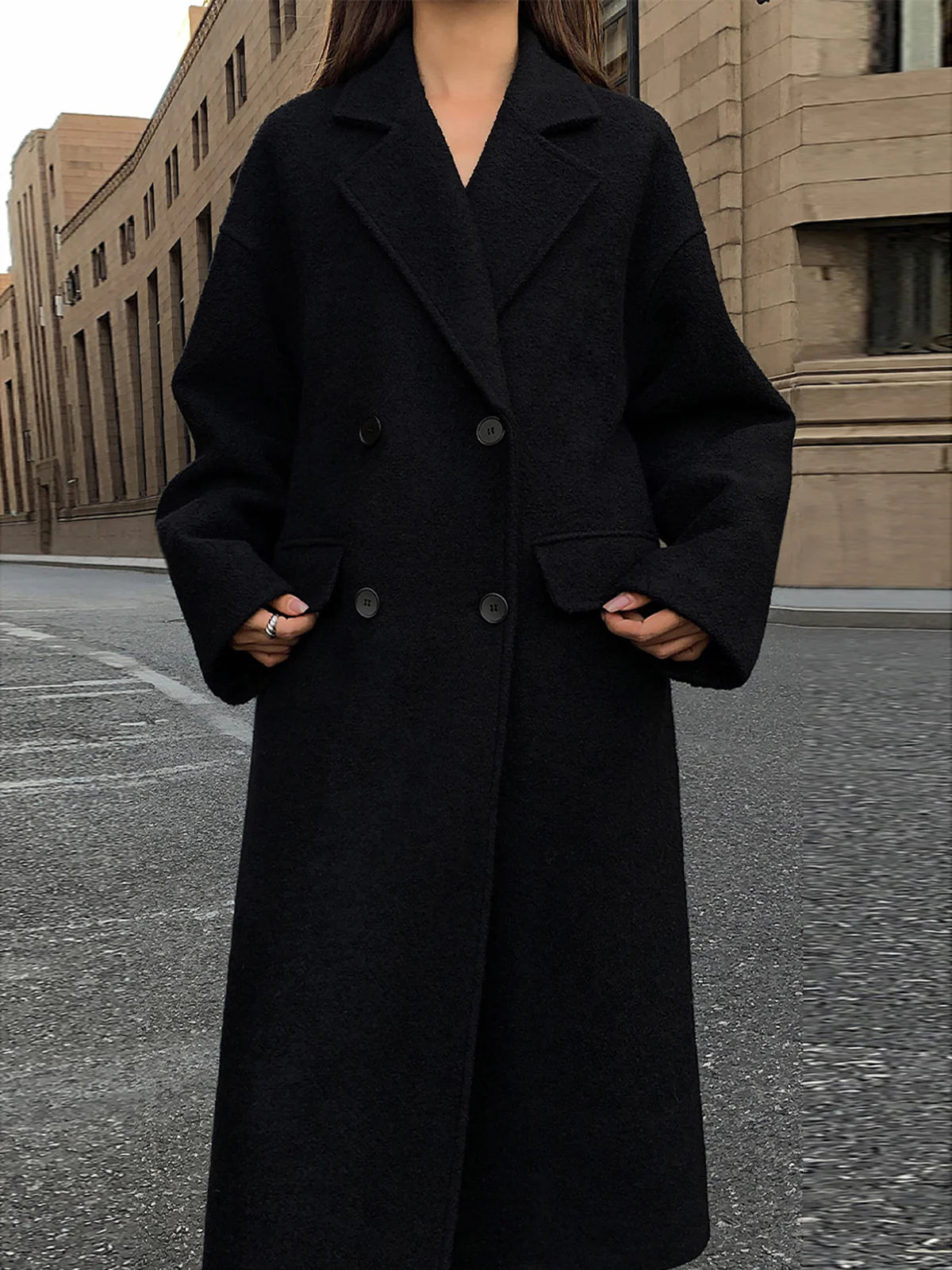 Wool-Blend Tweed Long Coat - LA FEMME WANDERER