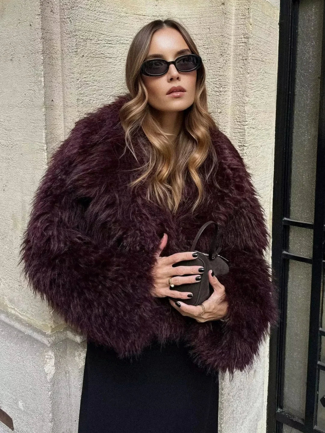 Fuzzy Faux Fur Short Coat - LA FEMME WANDERER