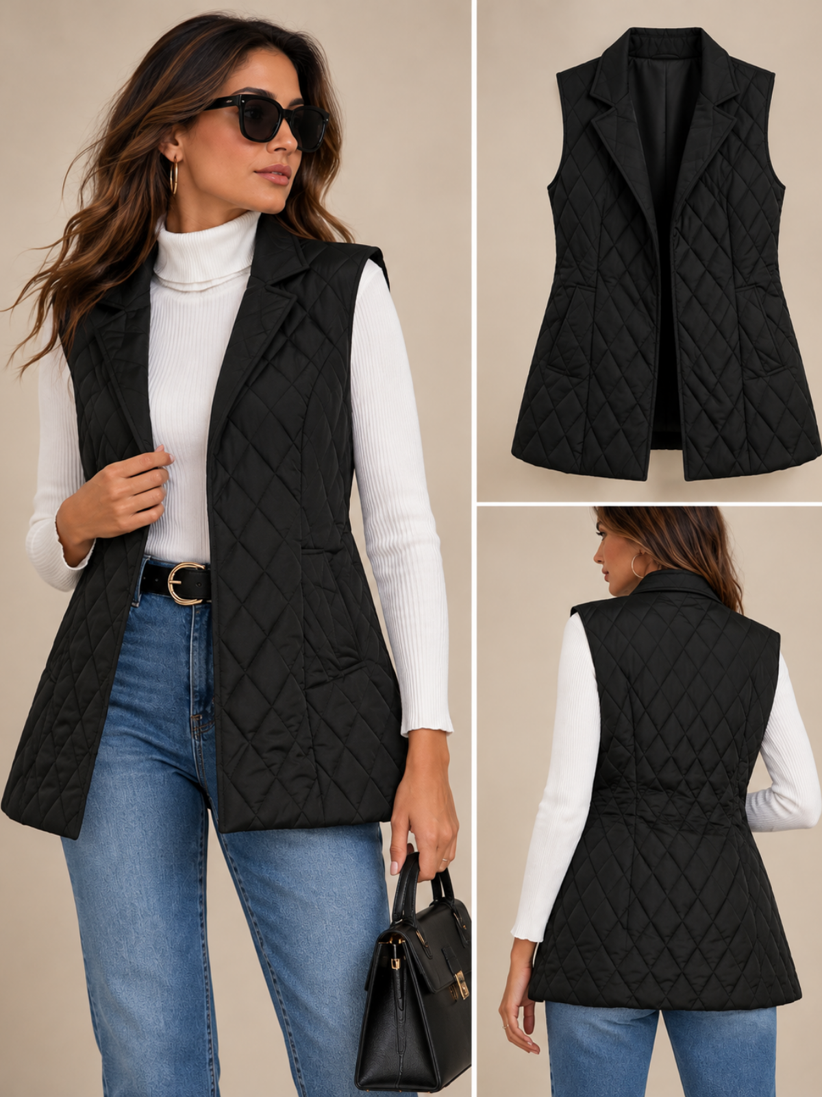 The Camille Quilted Tailored Vest