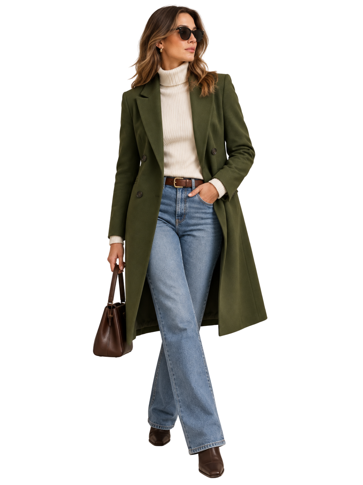 Olive Heritage Double-Breasted Longline Coat
