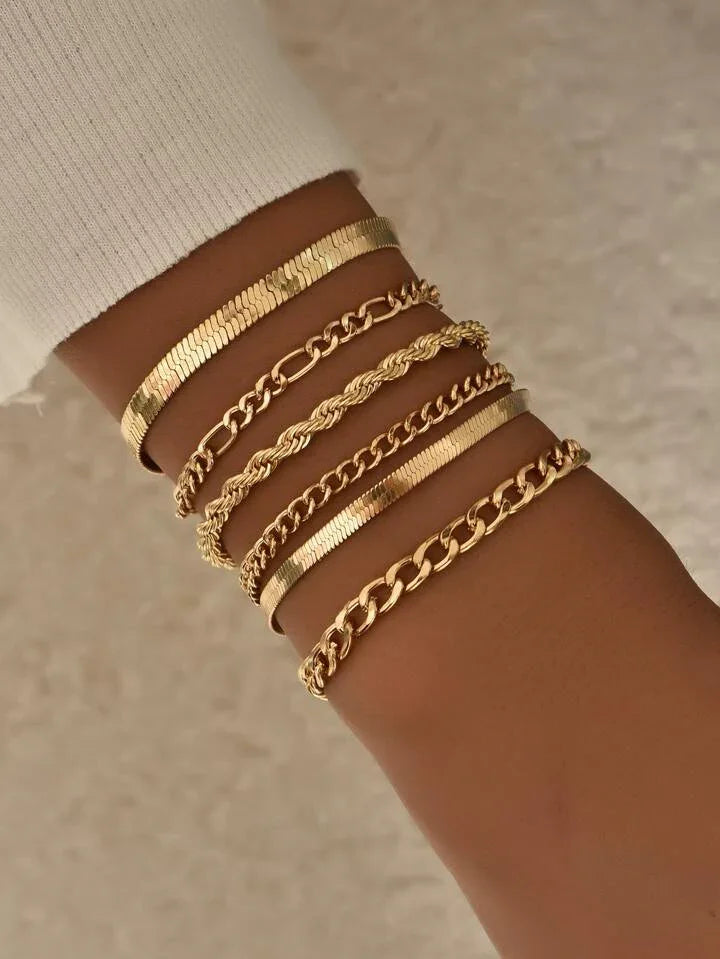 Golden Glow Stack – Set di braccialetti da 6 pezzi