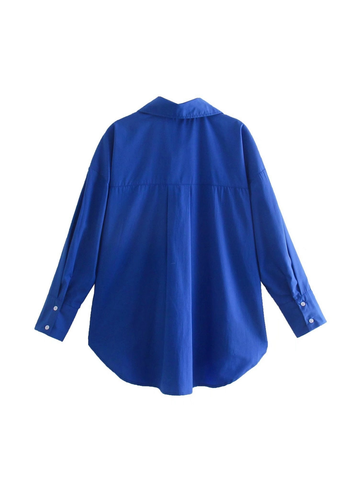 Buttoned Loose Navy Blue Shirt - LA FEMME WANDERER