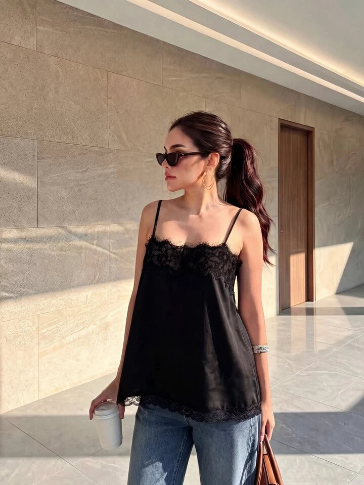 Midnight Lace Camisole Top
