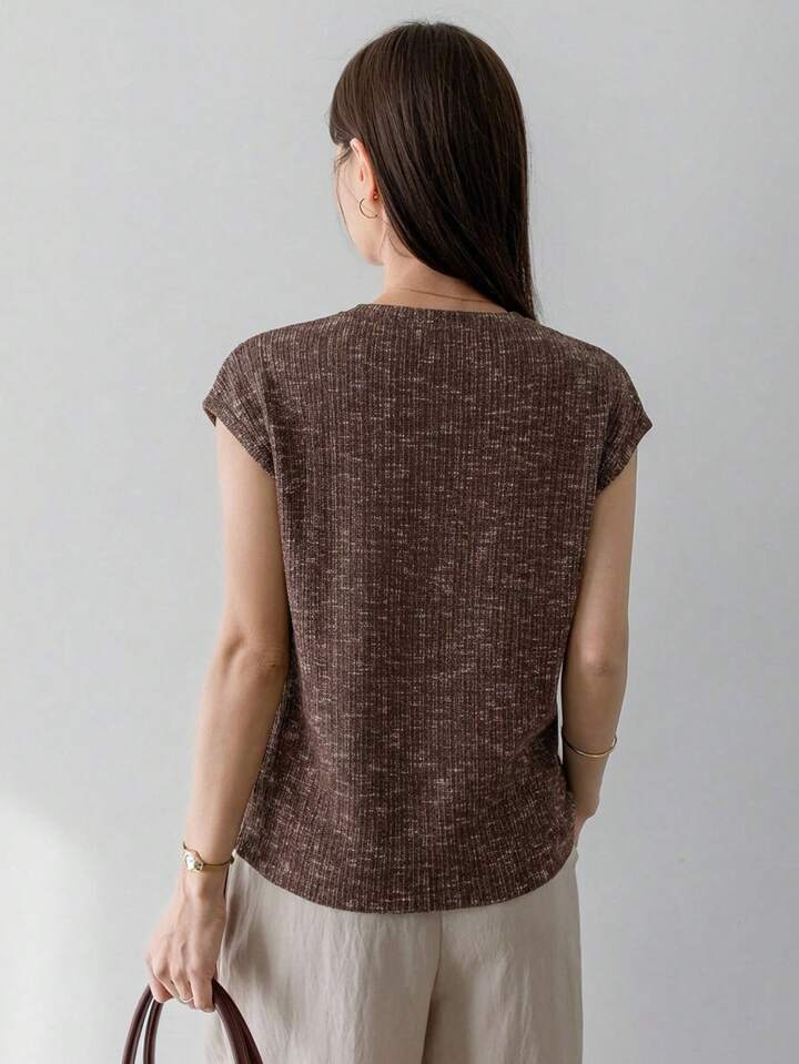 Minimal Style Ribbed Sweater Top