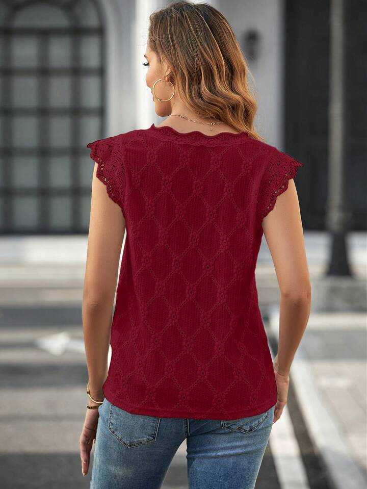 Luxe Line Crochet Cap Sleeve Blouse