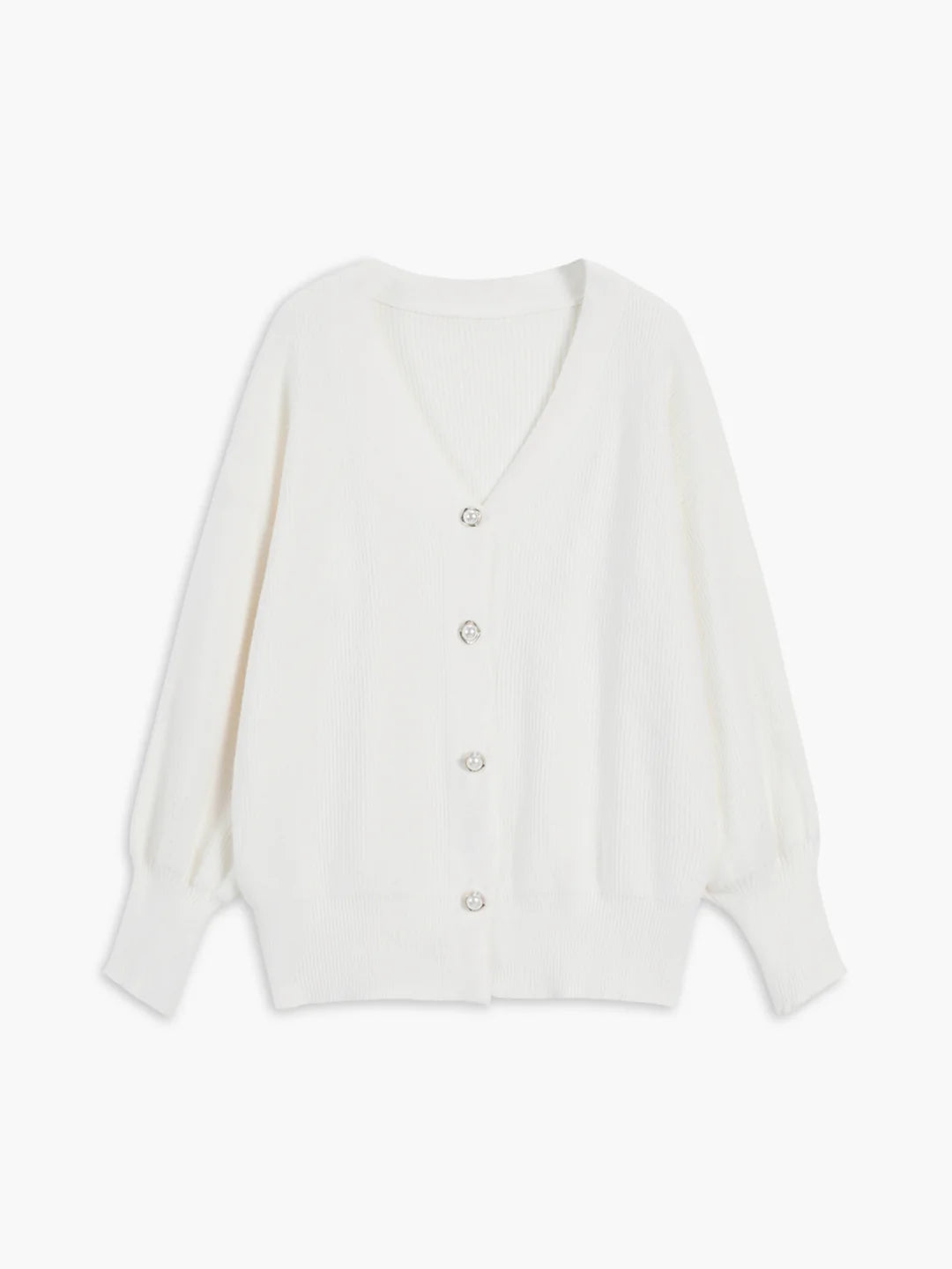 Solid Color Long-sleeved Pearl Oversized Cardigan - LA FEMME WANDERER