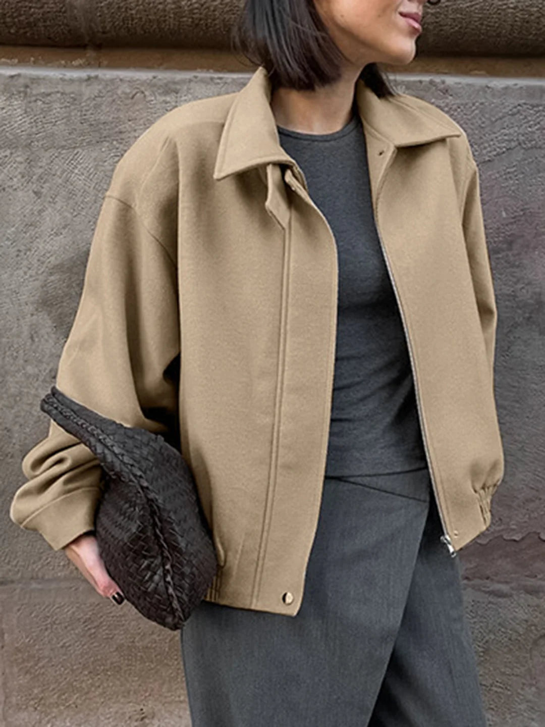 Leisure Plain Zip Polo Jacket - LA FEMME WANDERER