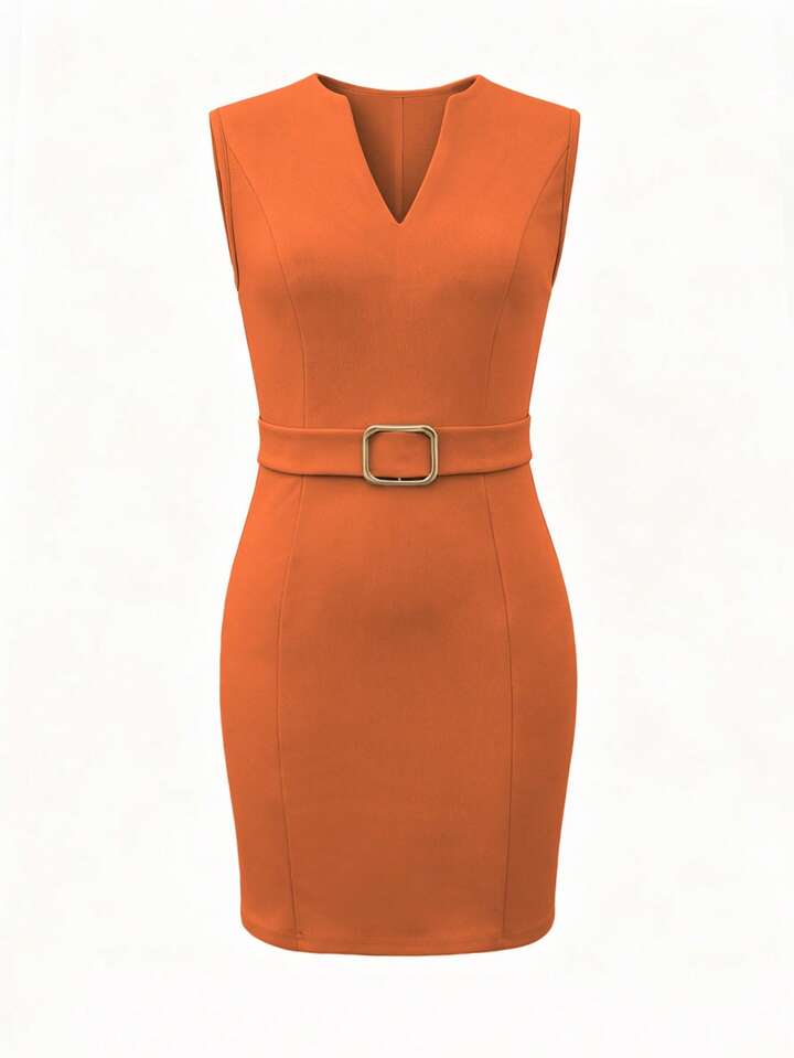 Chic Waist Belt Mini Dress – Sophisticated Contemporary Style