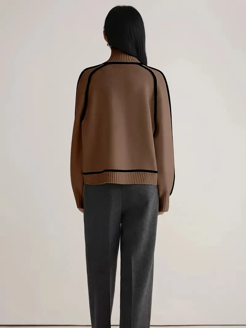 Half Turtleneck Casual Knitted Sweater - LA FEMME WANDERER