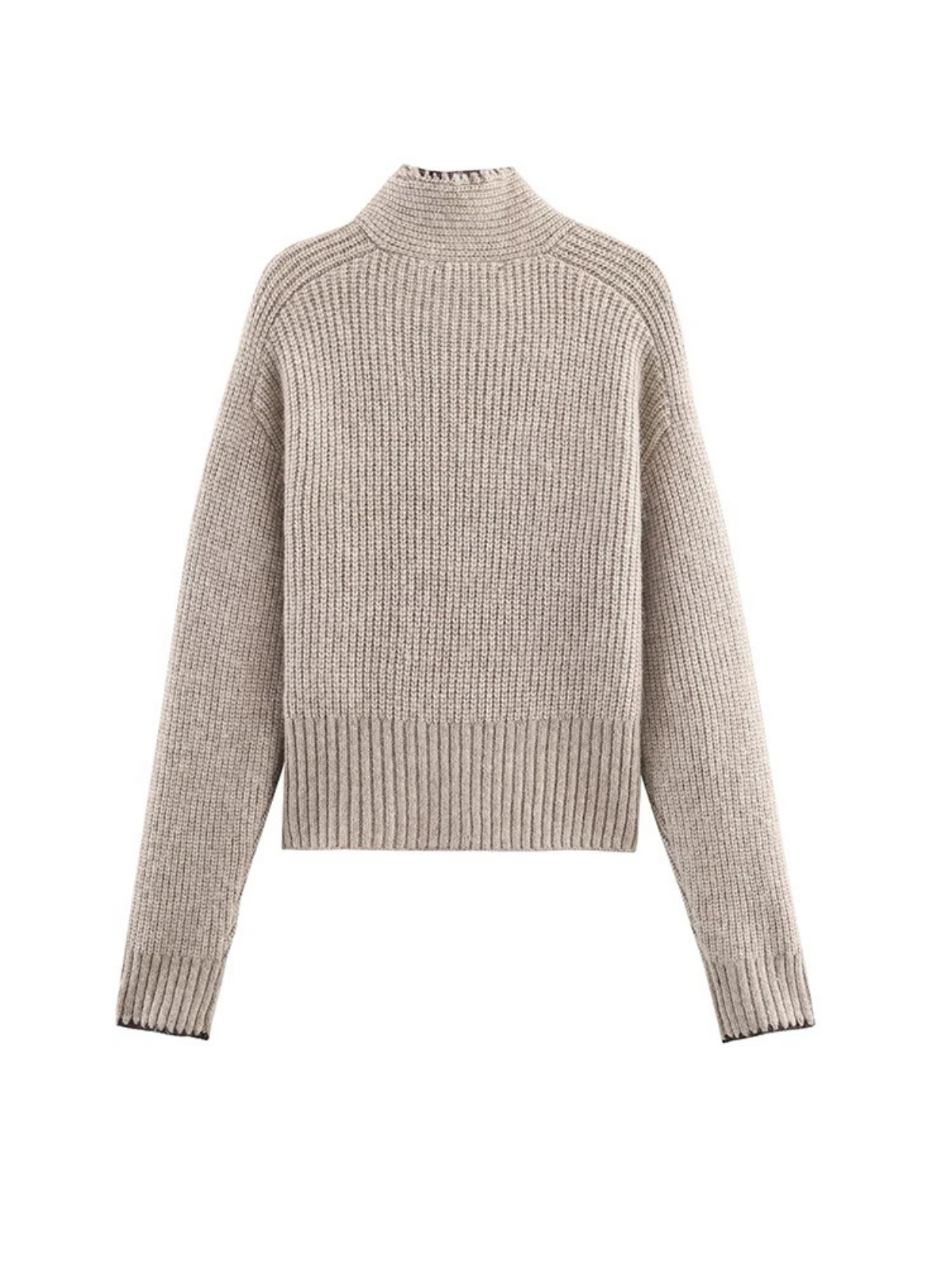 Bowknot High Neck Knit Pullover Long Sleeve