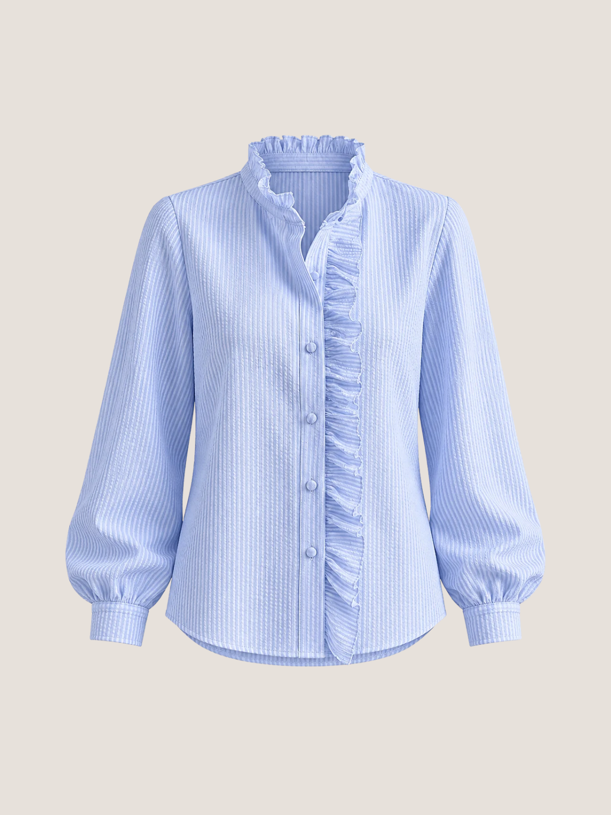 Ruffle Trim Button-Front Blouse