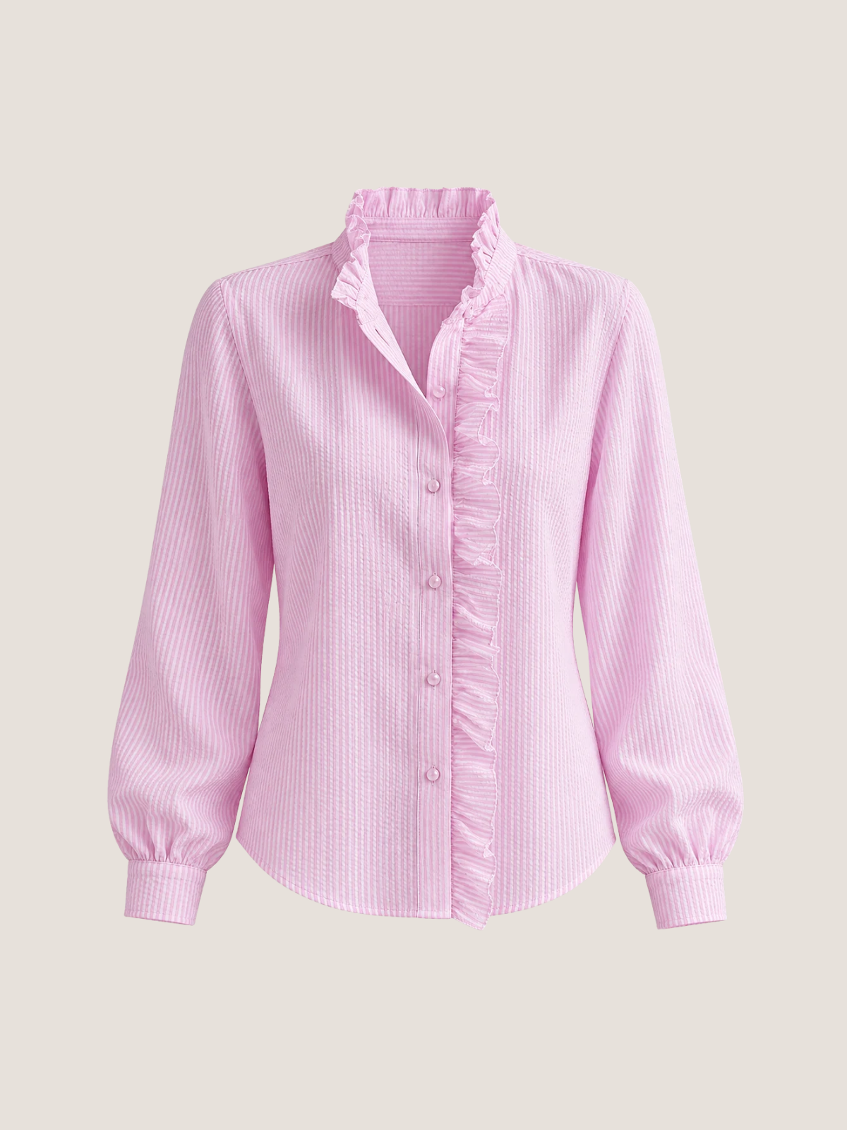 Ruffle Trim Button-Front Blouse