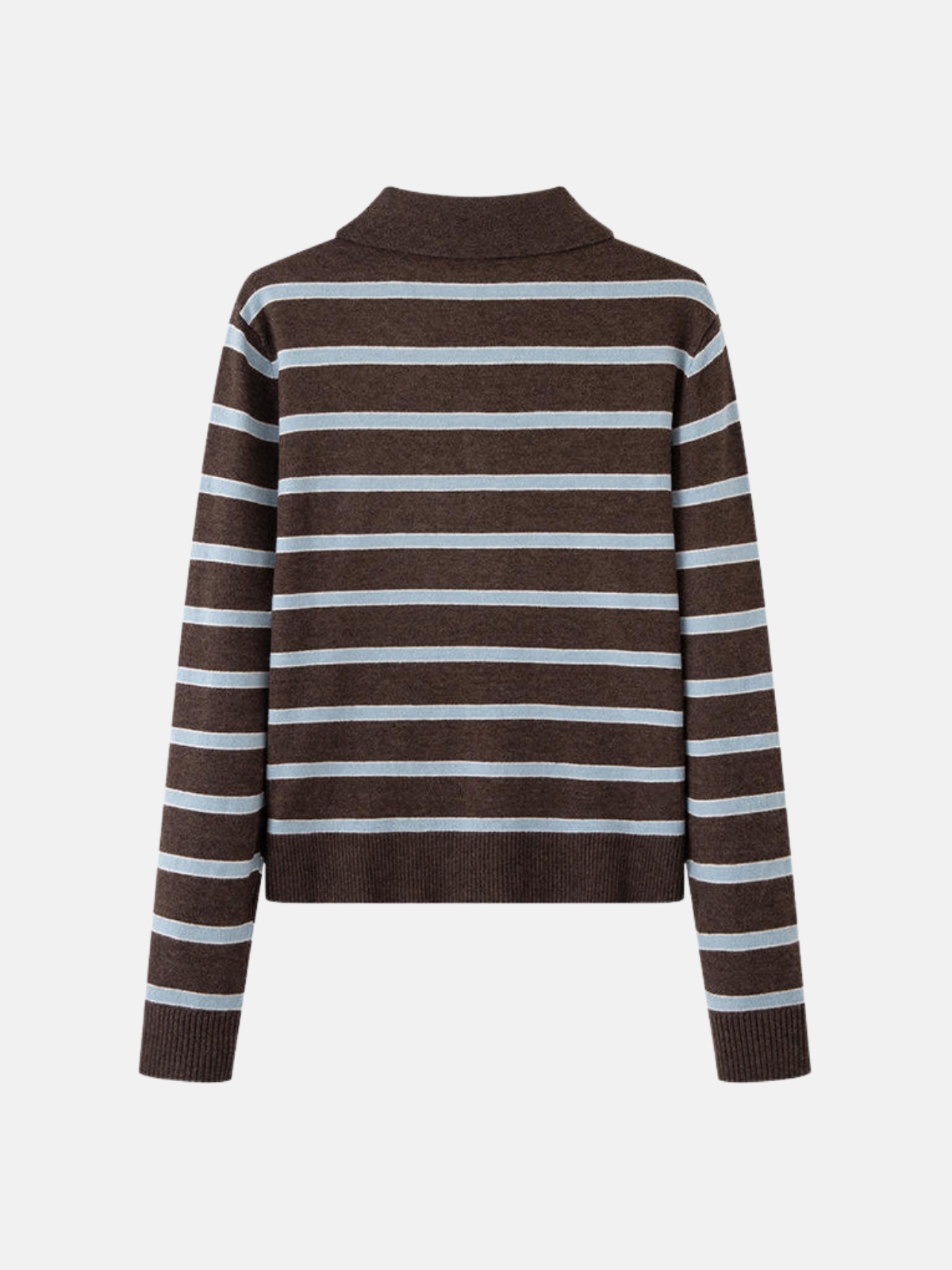 Striped Polo Collar Knit Sweater