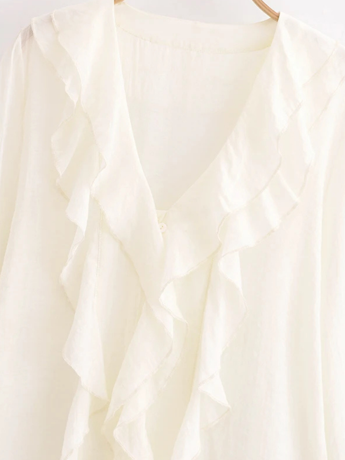 Always Chic V Neck Ruffle Sheer Blouse