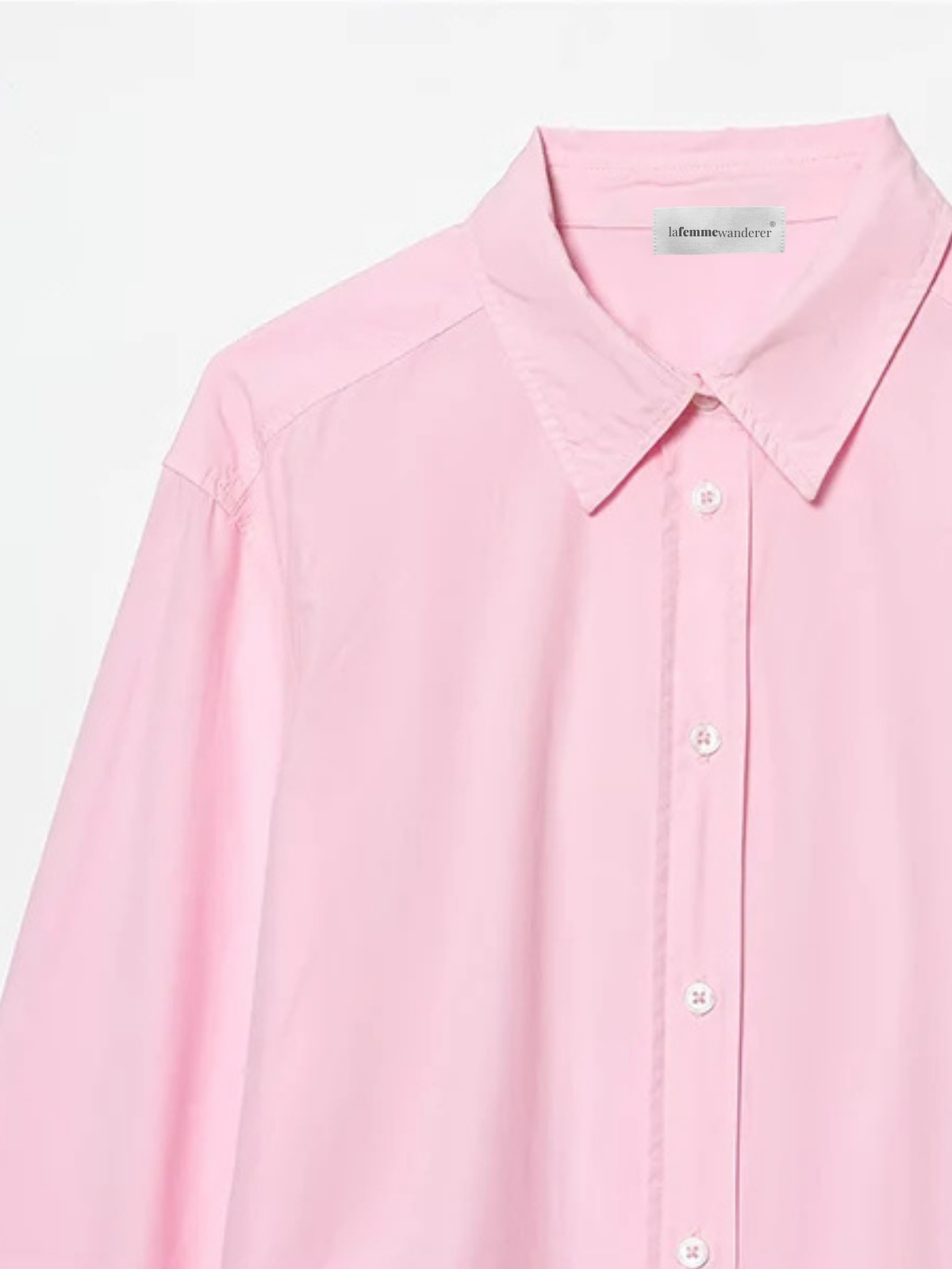 Pink Lapel Collar Women Shirt Long Sleeve Casual Blouse For Spring And Everyday Wear