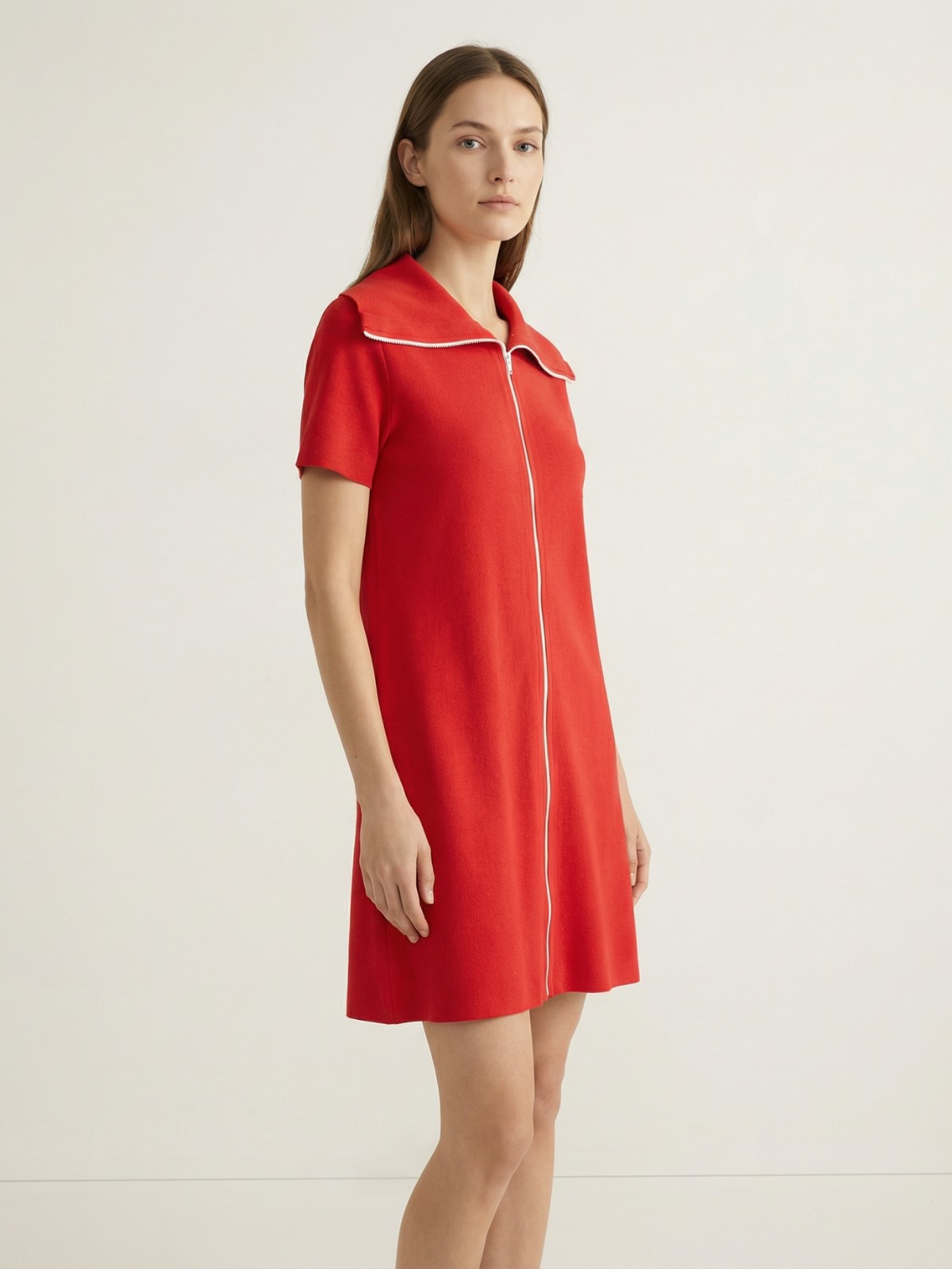 Always Chic Lapel Zip Mini Dress