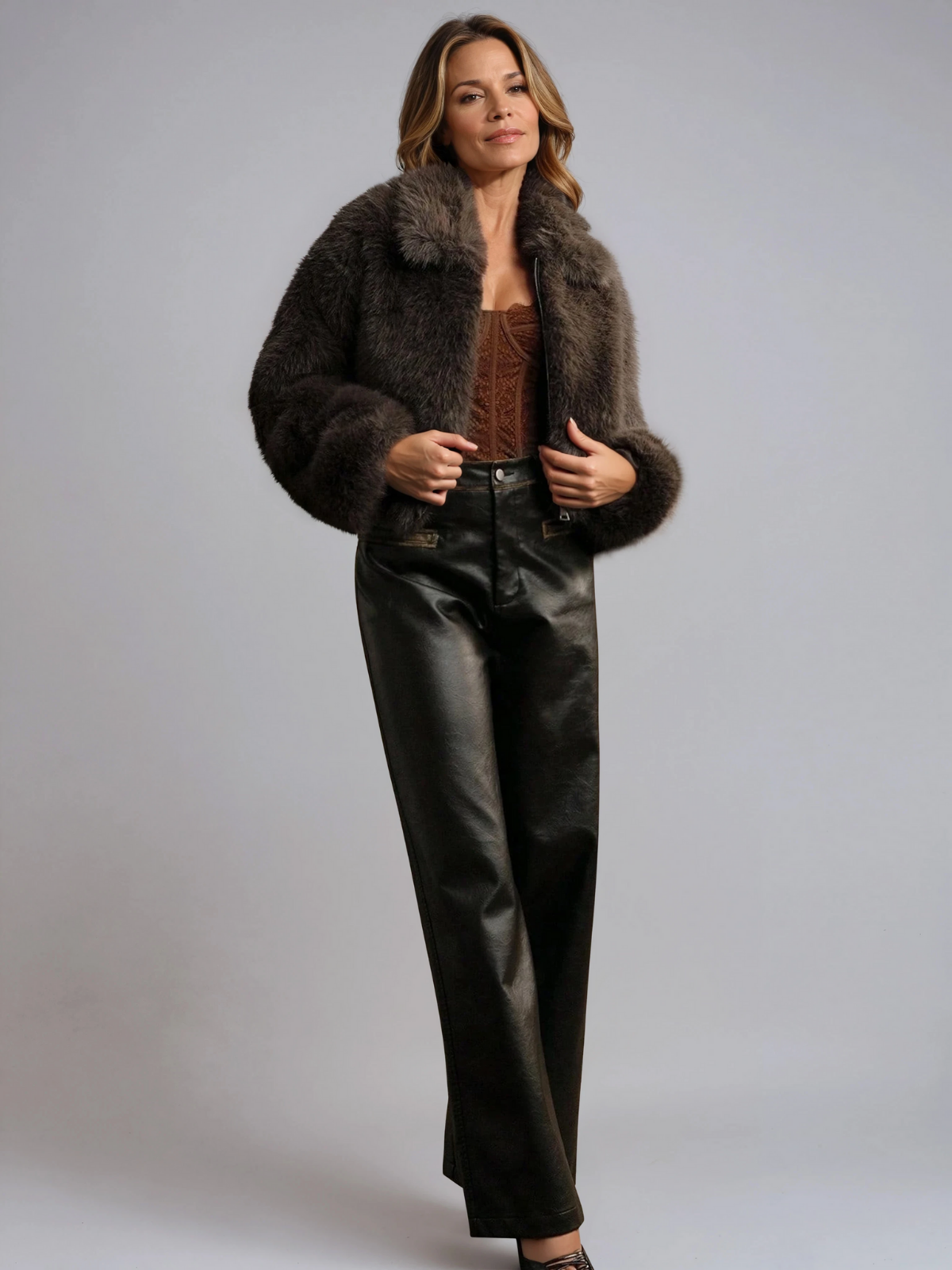 Everyday Zip Up Puffed Collar Jacket With Faux Fur For Winter